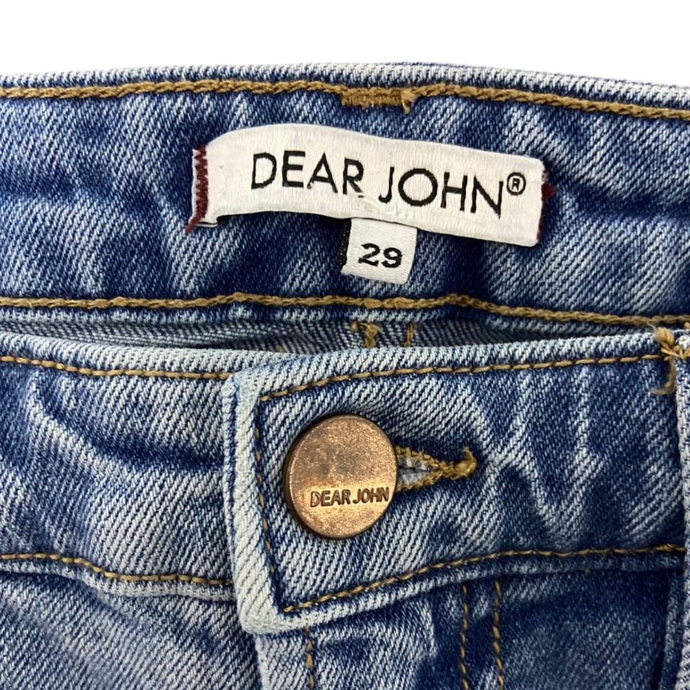 Dear John Jeans Women's Mid Rise Distressed Light Wash Denim Frayed Hem Size 29 - Picture 3 of 9